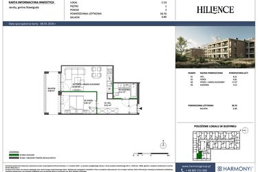 Rzut - Mieszkanie na sprzedaż 2 pokoje o powierzchni 39,7 m² - numer C-33 w Hillence etap 3