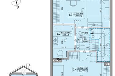 Rzut - Dom na sprzedaż 3 pokoje o powierzchni 72,53 m² - numer 64A w Nova Magdalenka 7 etap VII-VIII
