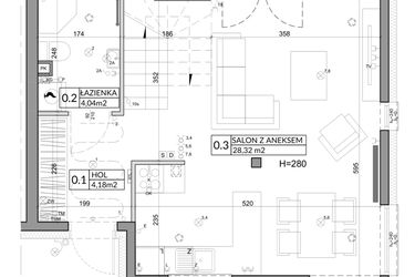 Rzut - Dom na sprzedaż 4 pokoje o powierzchni 79,98 m² - numer 4 w Slow Wilanów