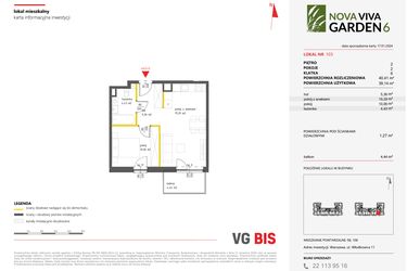 Rzut - Mieszkanie na sprzedaż 2 pokoje o powierzchni 40,41 m² - numer 103 w Nova Viva Garden 6