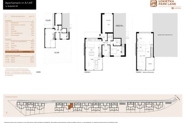 Rzut - Mieszkanie na sprzedaż 5 pokoi o powierzchni 136,6 m² - numer A.1.A9 w Łokietka Park Lane