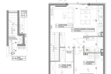 Rzut - Mieszkanie na sprzedaż 3 pokoje o powierzchni 58,82 m² - numer 46 w Manufaktura Marki 2 etap II