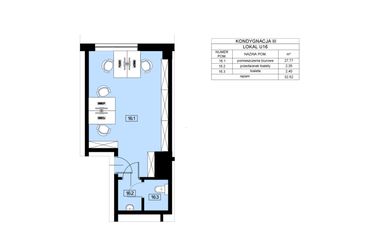 Rzut - Lokal użytkowy na sprzedaż 1 pokój o powierzchni 32,52 m² - numer U16 w Nowy Świat 22