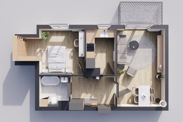 Rzut - Mieszkanie na sprzedaż 2 pokoje o powierzchni 53,25 m² - numer 22/59 w Odrzańskie Bulvary