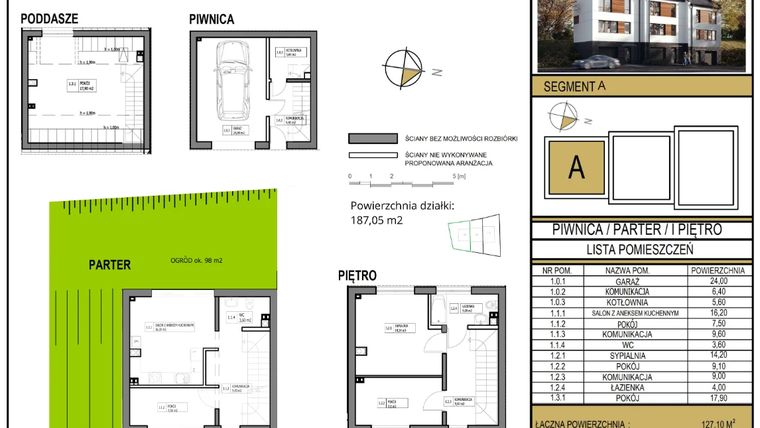Rzut - Dom na sprzedaż 6 pokoi o powierzchni 127,1 m² - numer M1 w Kamienica Na Zboczu