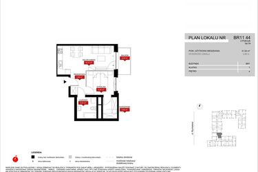Rzut - Mieszkanie na sprzedaż 2 pokoje o powierzchni 41,55 m² - numer BR11/44 w Browary Wrocławskie 2