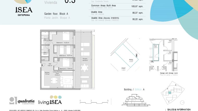 Rzut - Mieszkanie na sprzedaż 3 pokoje o powierzchni 80,37 m² - numer 0.3 w Isea - Estepona