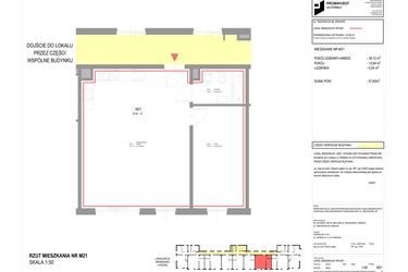 Rzut - Mieszkanie na sprzedaż 2 pokoje o powierzchni 57,6 m² - numer M21 w Pękowicka 96
