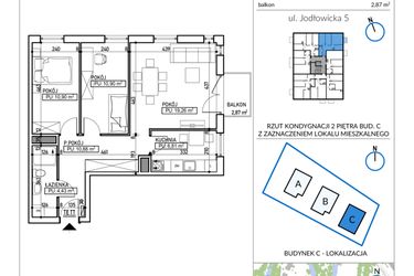 Rzut - Mieszkanie na sprzedaż 3 pokoje o powierzchni 63,18 m² - numer 5-17 w Jodłowicka 5