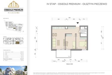Rzut - Mieszkanie na sprzedaż 3 pokoje o powierzchni 51,36 m² - numer B1.3 w Osiedle Premium etap IV