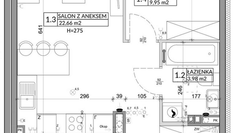 Rzut - Mieszkanie na sprzedaż 3 pokoje o powierzchni 56,89 m² - numer 82B w Osiedle Młodych etap VII