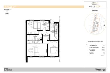 Rzut - Mieszkanie na sprzedaż 4 pokoje o powierzchni 62,27 m² - numer J7 w Villa Stoki (mieszkania)
