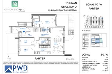 Rzut - Mieszkanie na sprzedaż 4 pokoje o powierzchni 85,73 m² - numer 50A w Osiedle Zagajnik - etap I