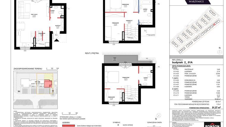Rzut - Dom na sprzedaż 4 pokoje o powierzchni 91,72 m² - numer 2_01A w Nowe Warzymice 5