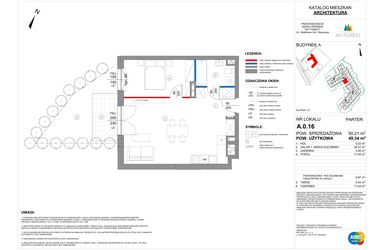 Rzut - Mieszkanie na sprzedaż 2 pokoje o powierzchni 49,34 m² - numer A.0.16 w My Forest