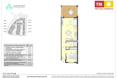 Rzut - Mieszkanie na sprzedaż 1 pokój o powierzchni 49 m² - numer 5.188 w Mar de Pulpi - Almeria
