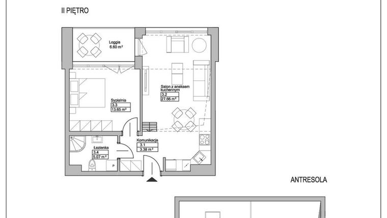 Rzut - Mieszkanie na sprzedaż 2 pokoje o powierzchni 79,01 m² - numer M25 w Ogrody Reymonta