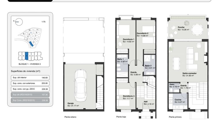 Rzut - Dom na sprzedaż 3 pokoje o powierzchni 239,38 m² - numer 5 w Altoasis