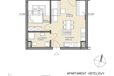 Rzut - Mieszkanie na sprzedaż 2 pokoje o powierzchni 32,27 m² - numer 31 w Apartamenty Zdrój