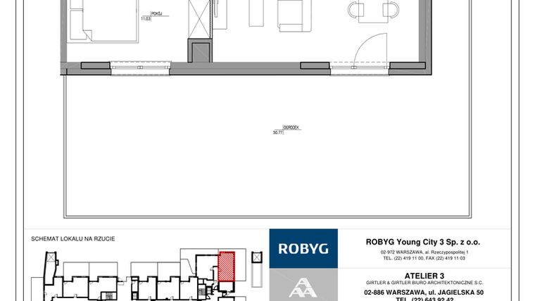 Rzut - Mieszkanie na sprzedaż 2 pokoje o powierzchni 48,44 m² - numer MC/J/B/0/2 w Modern City etap J