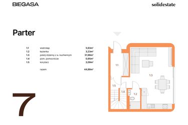 Rzut - Dom na sprzedaż 4 pokoje o powierzchni 90,53 m² - numer 7 w BIEGASA