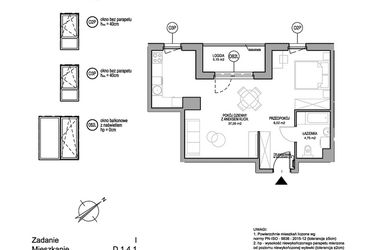 Rzut - Mieszkanie na sprzedaż 1 pokój o powierzchni 47,82 m² - numer D.1.4.1 w Rumia Centralna