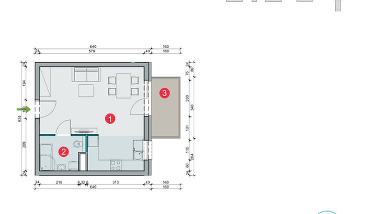 Rzut - Mieszkanie na sprzedaż 1 pokój o powierzchni 32,02 m² - numer 8.22 w Osiedle Uniwersyteckie etap III