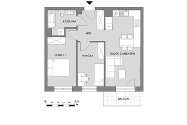 Rzut - Mieszkanie na sprzedaż 3 pokoje o powierzchni 53,71 m² - numer B4.4 w Osiedle Aleksandria II - budynek B