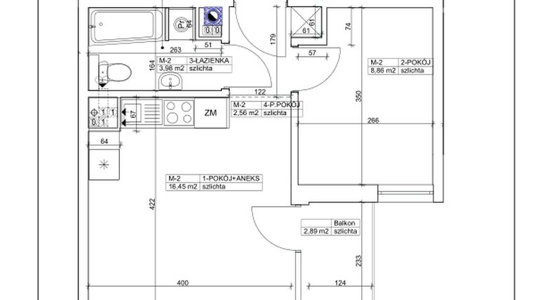 Rzut - Mieszkanie na sprzedaż 2 pokoje o powierzchni 31,85 m² - numer 2 w Bydgoska 19