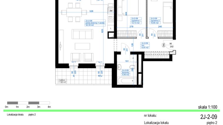 Rzut - Mieszkanie na sprzedaż 3 pokoje o powierzchni 68,49 m² - numer IV.2J-9 w Nowe Ogrody
