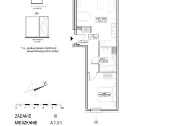 Rzut - Mieszkanie na sprzedaż 2 pokoje o powierzchni 47,9 m² - numer A.1.3.1 w Atut III