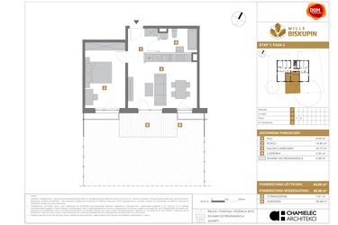 Rzut - Mieszkanie na sprzedaż 2 pokoje o powierzchni 45,06 m² - numer J.2 w Wille Biskupin II