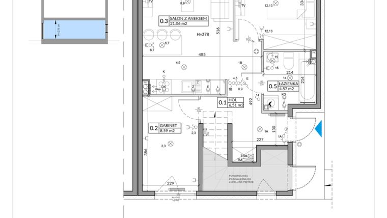 Rzut - Mieszkanie na sprzedaż 3 pokoje o powierzchni 53,49 m² - numer 66A w Domy na Witosa etap 2A i 2B