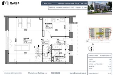 Rzut - Dom na sprzedaż 4 pokoje o powierzchni 84,73 m² - numer 10a/2 w Osiedle Leśny Zakątek