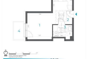 Rzut - Lokal użytkowy na sprzedaż 1 pokój o powierzchni 28,49 m² - numer 2.B.03 w Incepti Gaj 2