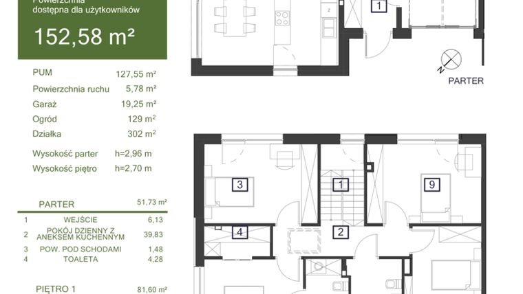 Rzut - Dom na sprzedaż 5 pokoi o powierzchni 152,58 m² - numer 31D w Osiedle Żywiczna
