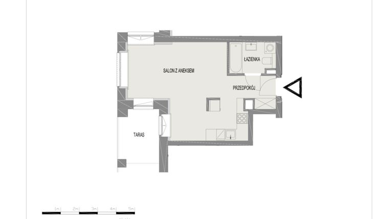 Rzut - Mieszkanie na sprzedaż 1 pokój o powierzchni 31,65 m² - numer A7 w Komuny Paryskiej 19a