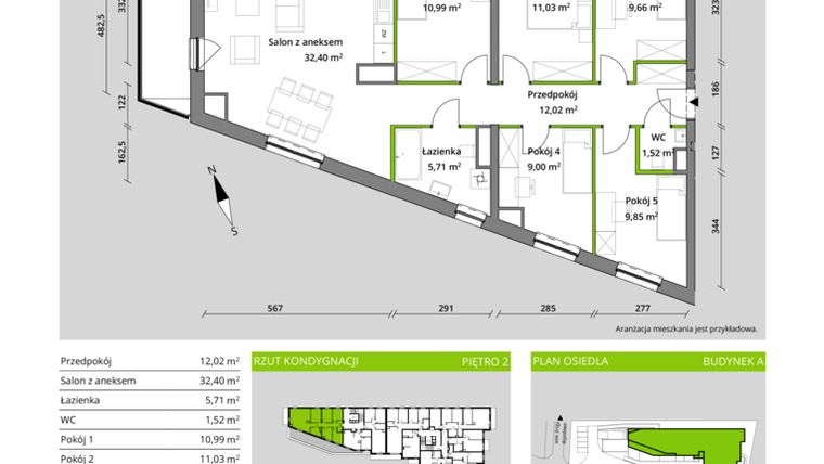 Rzut - Mieszkanie na sprzedaż 6 pokoi o powierzchni 102,18 m² - numer K1/02/11 w Mist House