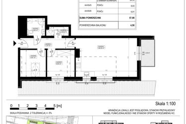 Rzut - Mieszkanie na sprzedaż 4 pokoje o powierzchni 57,99 m² - numer A-4-54 w Zamieszkaj na Rudawskiej 5