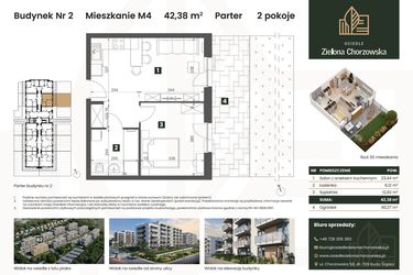 Rzut - Mieszkanie na sprzedaż 2 pokoje o powierzchni 42,38 m² - numer B2.M4 w Osiedle Zielona Chorzowska