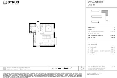 Rzut - Mieszkanie na sprzedaż 2 pokoje o powierzchni 31,84 m² - numer C8.5 w Wynalazek 3A