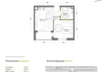 Rzut - Mieszkanie na sprzedaż 2 pokoje o powierzchni 38,43 m² - numer F2/F/04 w Orawska Vita