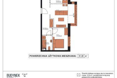 Rzut - Mieszkanie na sprzedaż 3 pokoje o powierzchni 61,96 m² - numer C5 w Wileńska Park