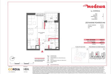 Rzut - Mieszkanie na sprzedaż 1 pokój o powierzchni 41,2 m² - numer A.073 w Modena II