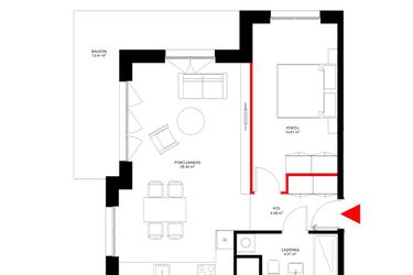 Rzut - Mieszkanie na sprzedaż 2 pokoje o powierzchni 52,14 m² - numer E.6.7 w INSPIRE ETAP IV – bud. E