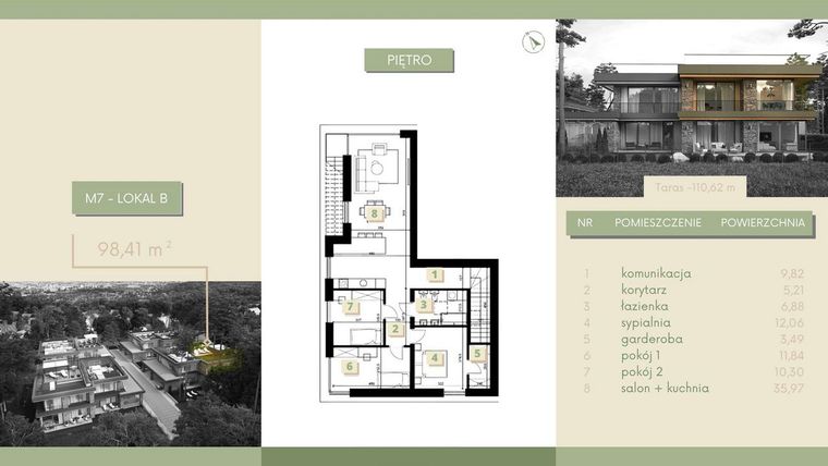 Rzut - Mieszkanie na sprzedaż 4 pokoje o powierzchni 102,03 m² - numer M7-2 w Morelife Apartments etap I i II