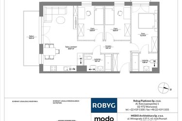 Rzut - Mieszkanie na sprzedaż 4 pokoje o powierzchni 77,57 m² - numer G2.5M04 w Początek Piątkowo G1 G2