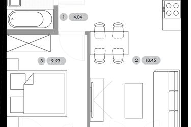 Rzut - Mieszkanie na sprzedaż 2 pokoje o powierzchni 36,6 m² - numer B.2.M5 w Nowe Radwanice