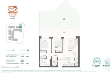 Rzut - Mieszkanie na sprzedaż 3 pokoje o powierzchni 67,8 m² - numer PH-4 w Jade Tower - Cordia