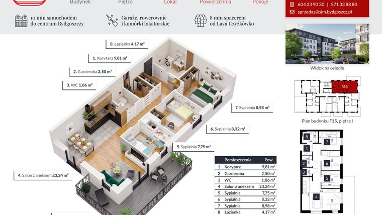 Rzut - Mieszkanie na sprzedaż 4 pokoje o powierzchni 66,63 m² - numer 6 w Tęczowy Zakątek F-15